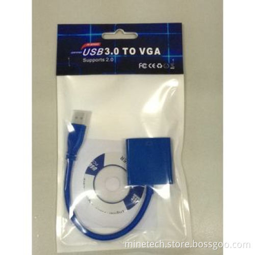 Factory price china manufacturer USB 3.0 to VGA Video cable with audio support win7/8New